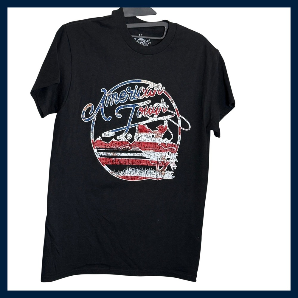 Trust The Universe American Tough Graphic Tee Black Cotton Rodeo T-Shirt Small